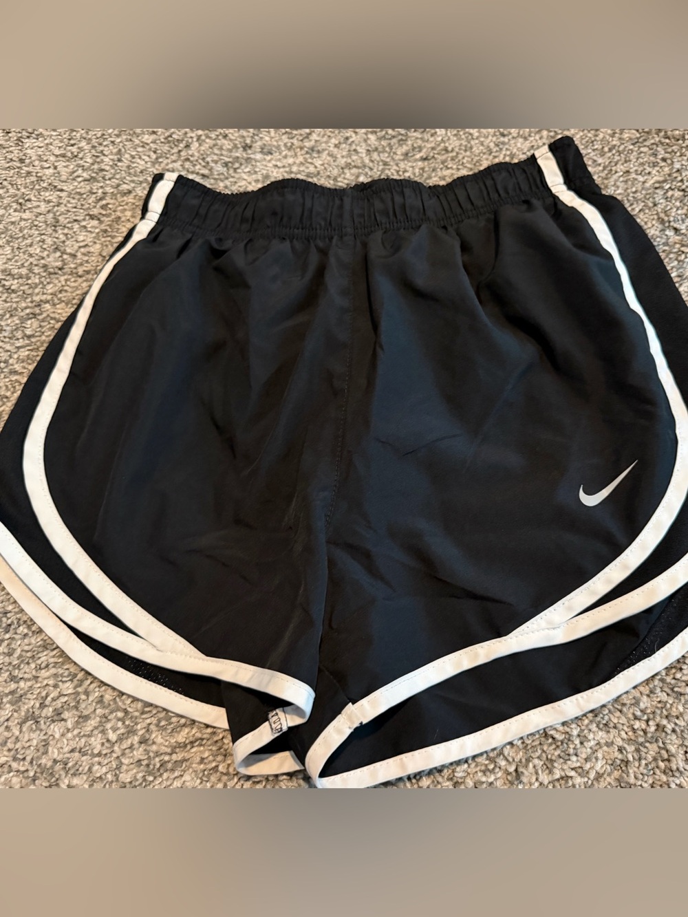 Nike Dri-FIT Girls Black White Tempo Running Athletic Shorts XS